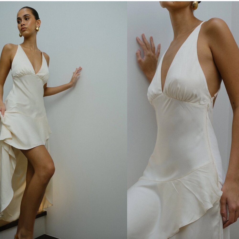 Meshki CASEY Satin Midi Dress - Ivory